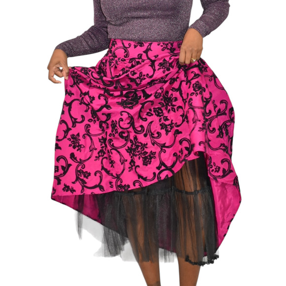 Vintage Scott McClintock Damask Skirt Purple Magenta Taffeta Crinoline Maxi 4 - Picture 8 of 16